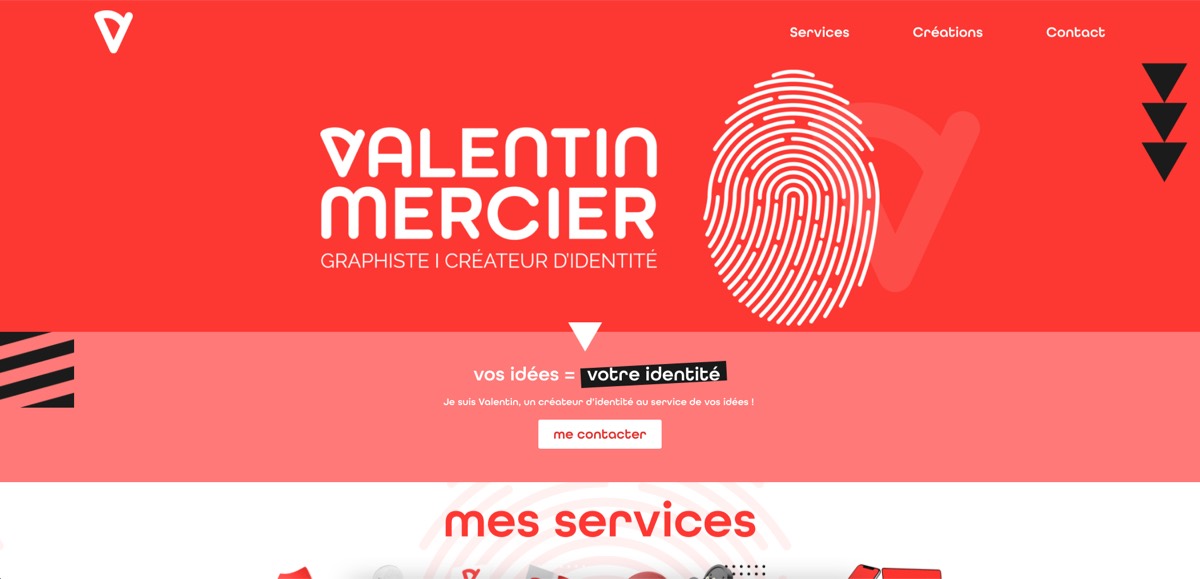 Aperçu du site du graphiste Valentin Mercier